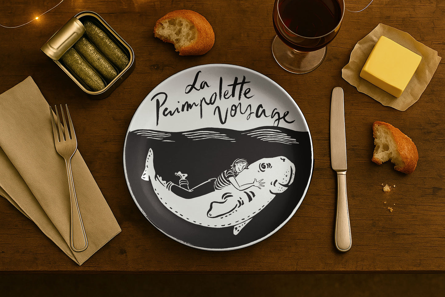 “La Paimpolette Voyage” - Service de 6 assiettes plates en porcelaine