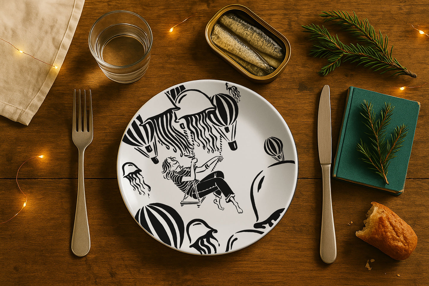 “La Paimpolette Voyage” - Service de 6 assiettes plates en porcelaine