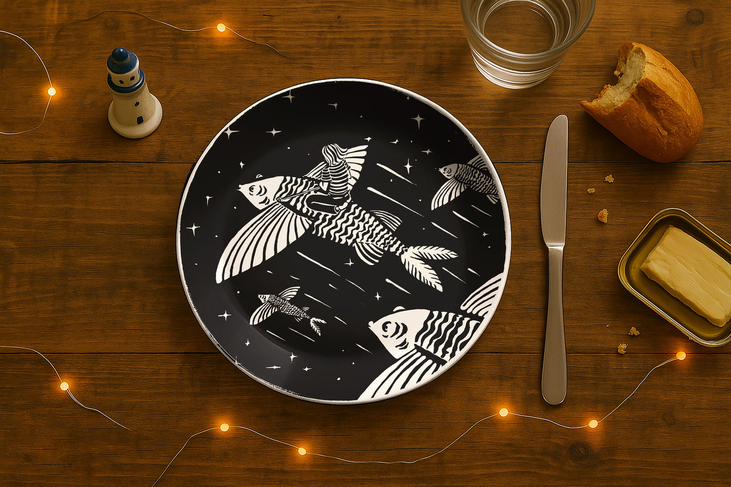 “La Paimpolette Voyage” - Service de 6 assiettes plates en porcelaine